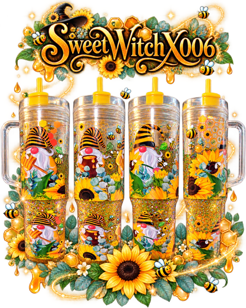 Snow Globe Tumbler Becher mit Gnom & Sonnenblumen